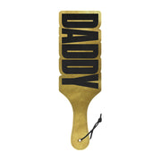 Gold spanking paddle with "DADDY" cut-out design.