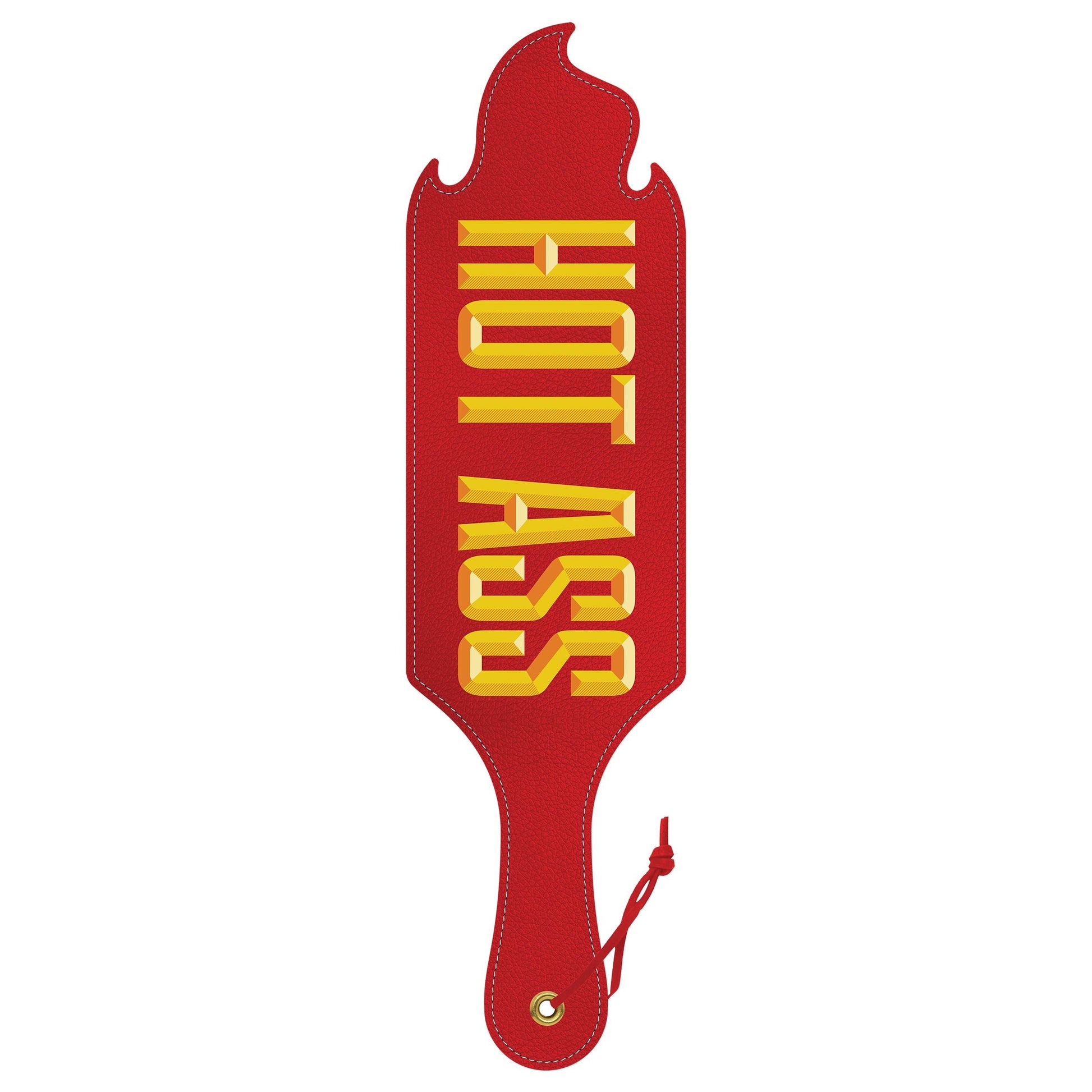 Red polyurethane spanking paddle with "HOT ASS" text.