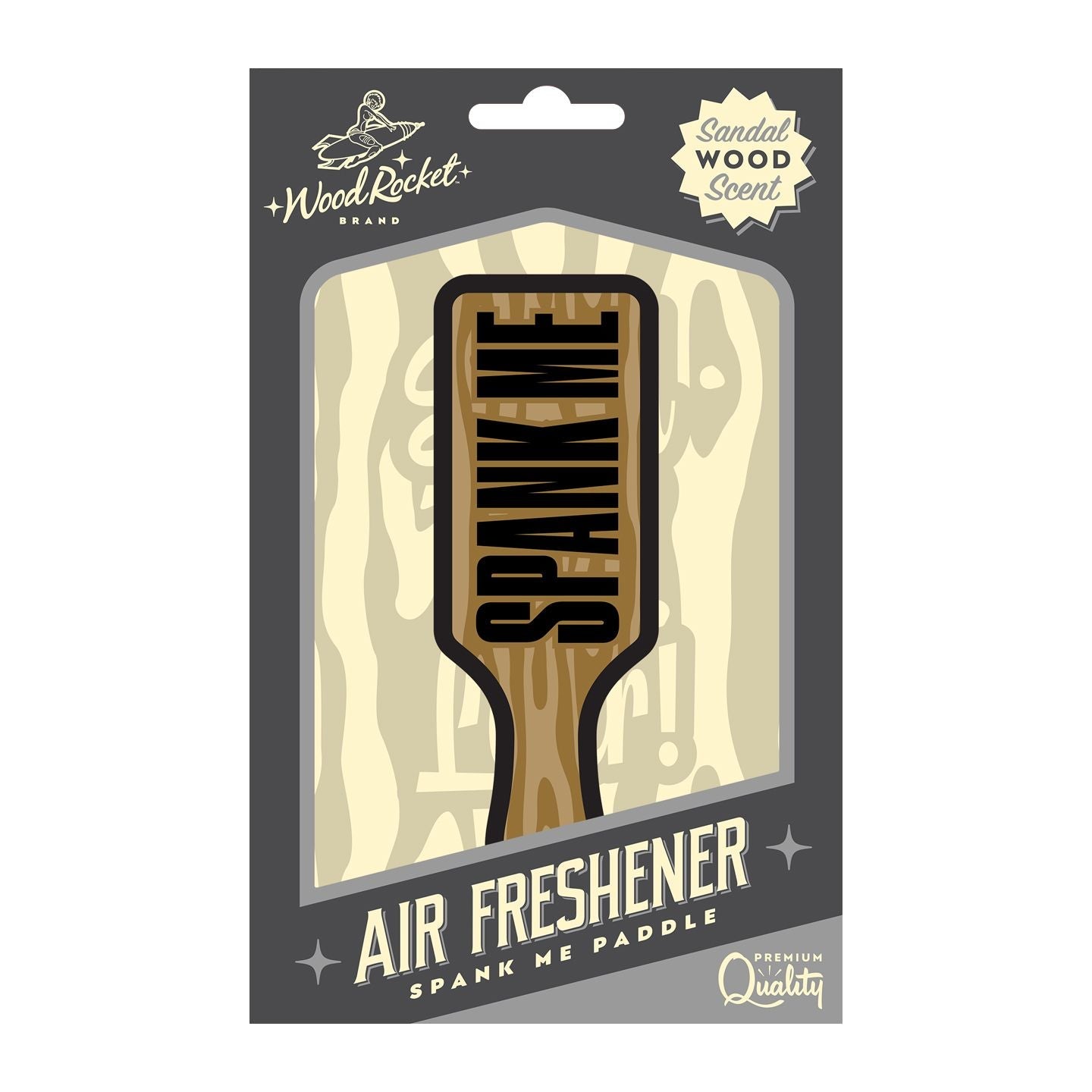 Spank Me Paddle air freshener with sandalwood scent.