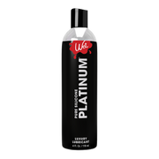 A black bottle of Wet Platinum Pure Silicone Luxury Lubricant.