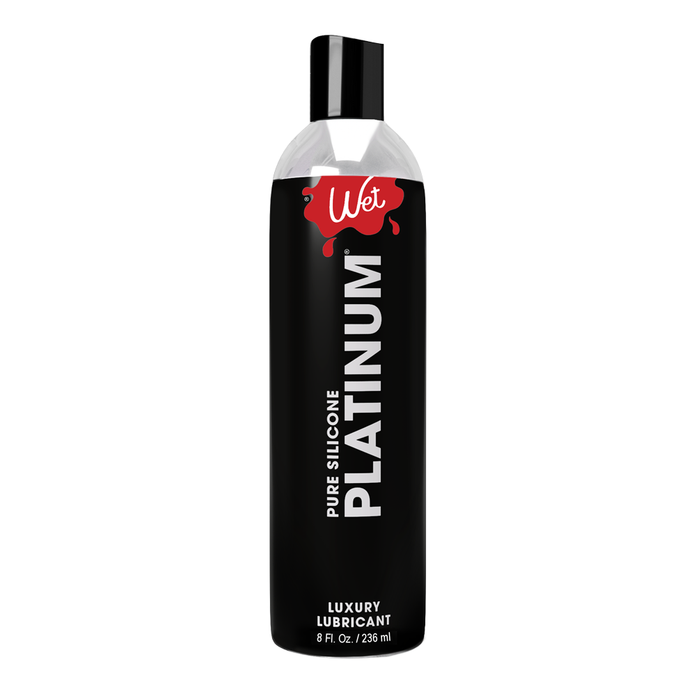 Wet Platinum Pure Silicone Luxury Lubricant 8oz bottle.