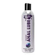 A bottle of Uranus Anal Lube with a purple planet graphic.