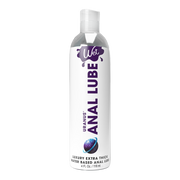A bottle of Uranus Extra Thick Water Based Anal Lube with a purple "Wet" logo.