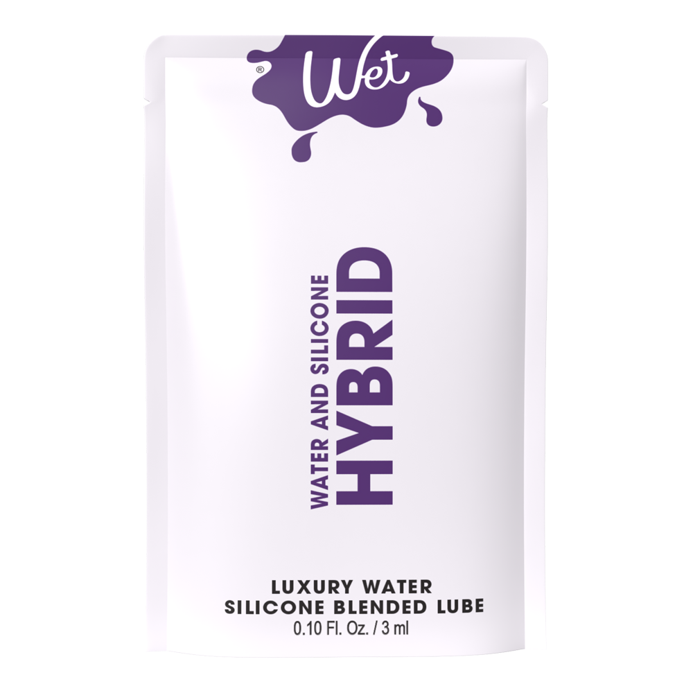 Wet Hybrid water and silicone lubricant sample packet.