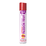 A bottle of Wet Passion Fruit Warming Lubricant with fruit imagery.