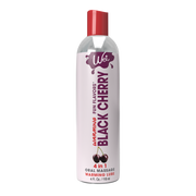 Bottle of Wet Black Cherry warming lubricant with cherries.