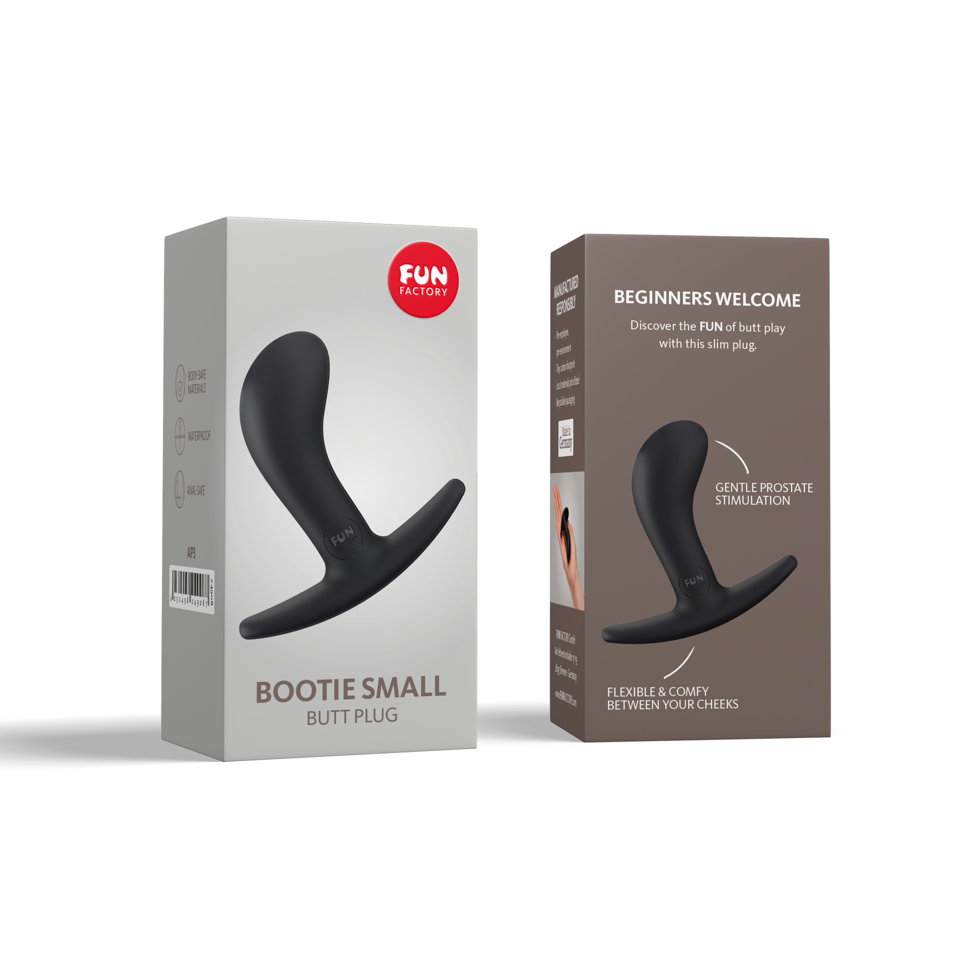 A black curved anal plug for prostate play by Fun Factory.