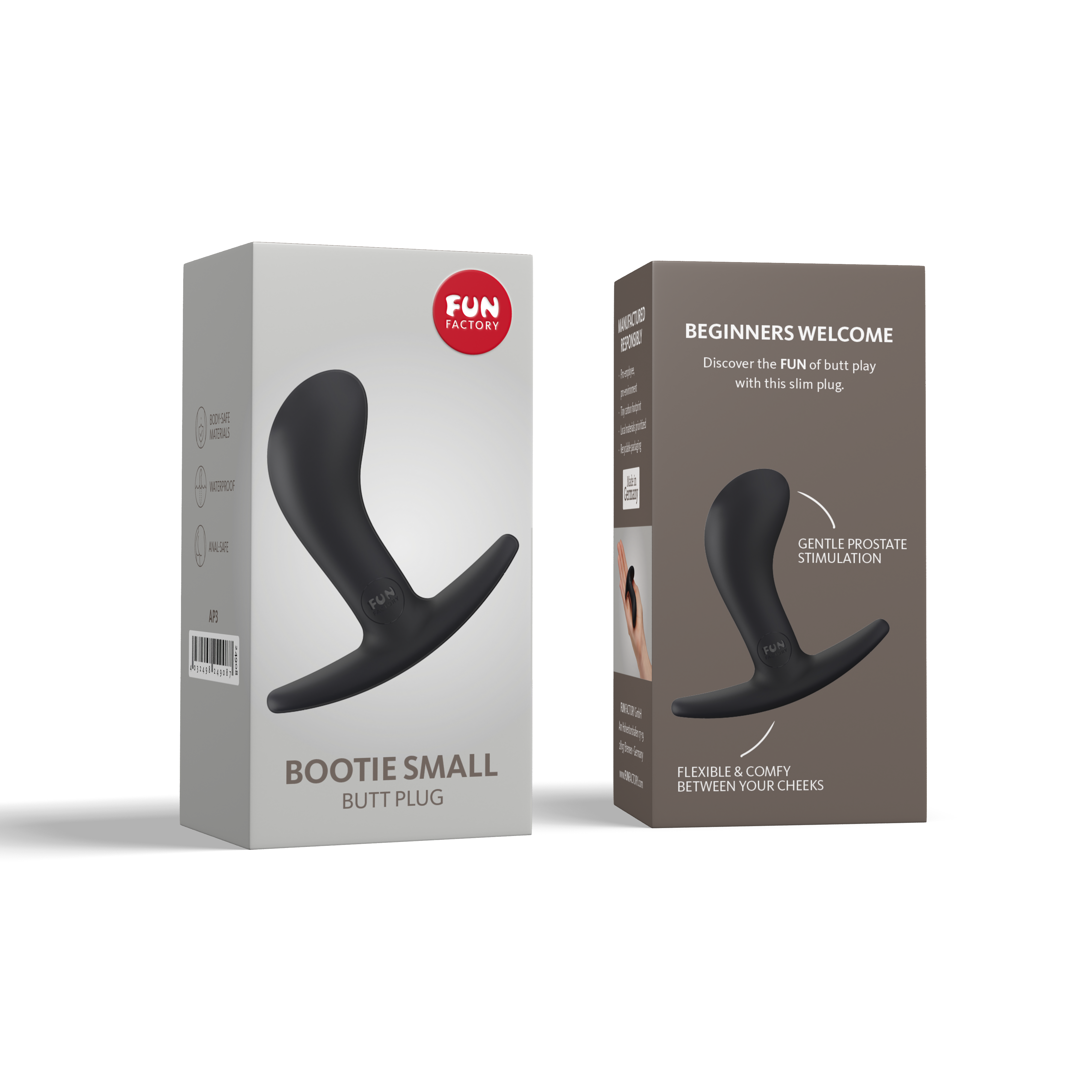 A black curved anal plug for prostate play by Fun Factory.