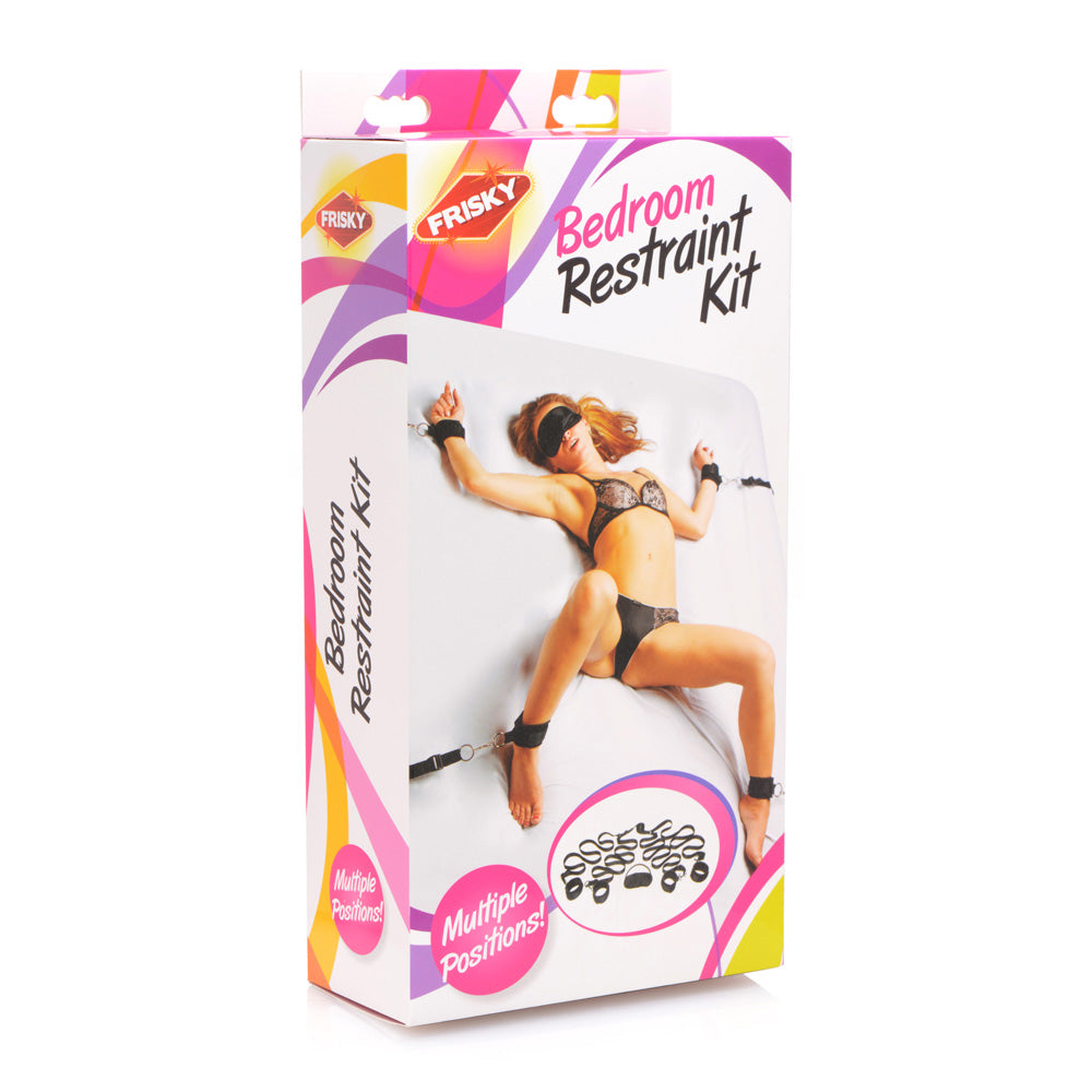 Bedroom Restraint Kit with black neoprene cuffs and straps.