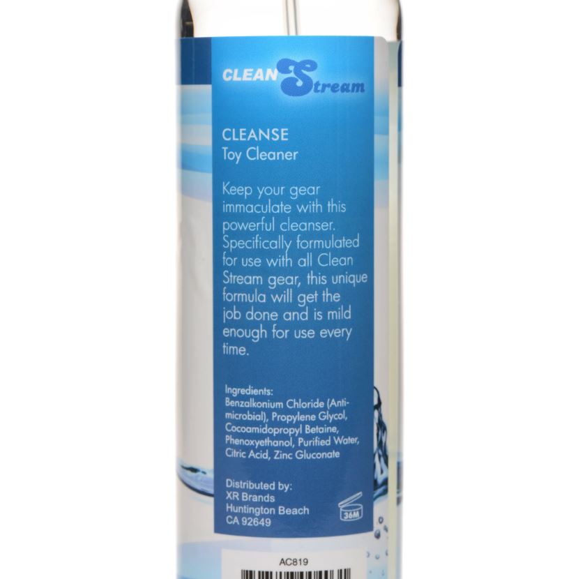 CleanStream antibacterial toy cleaner spray with ingredients listed.