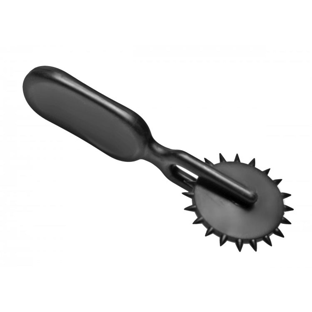 Black ABS mini sensation pinwheel with sharp spikes.