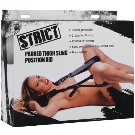 Strict Padded Leather Thigh Sling Positioning Aid with model.