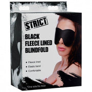 Black fleece-lined blindfold with elastic band.