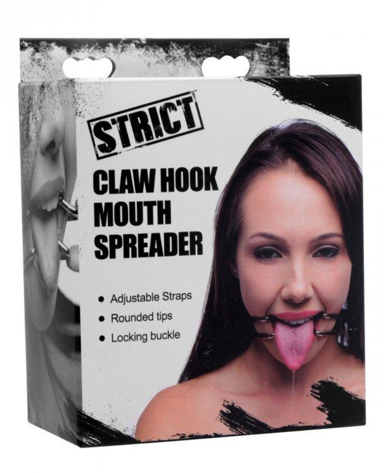 Claw Hook Mouth Spreader with adjustable straps and rounded tips.