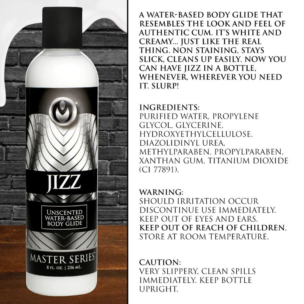 Unscented water-based white creamy lubricant in an 8oz bottle.