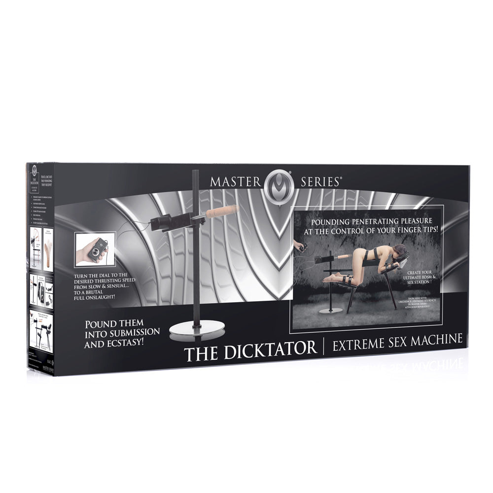 The Dicktator Extreme Sex Machine is an adjustable steel thrusting device.