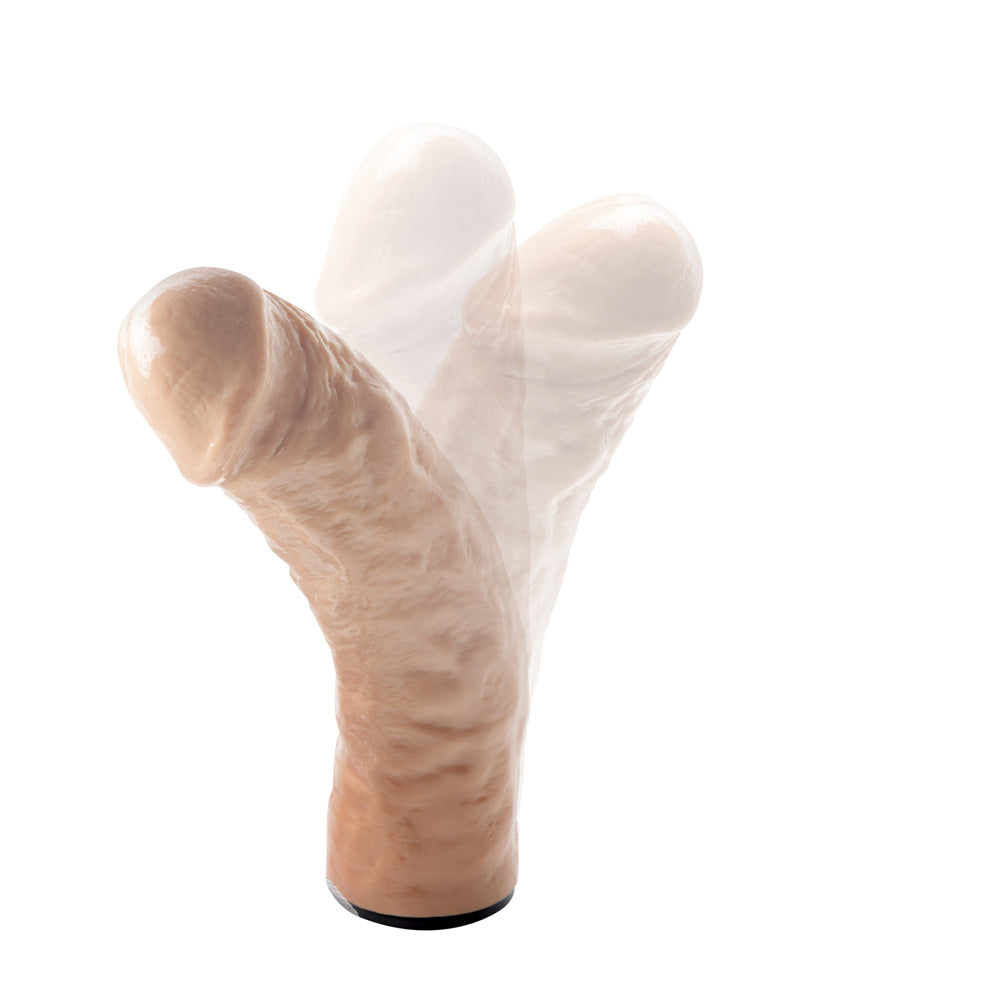 Adjustable steel thrusting sex machine with 7-inch TPE dildo attachment.