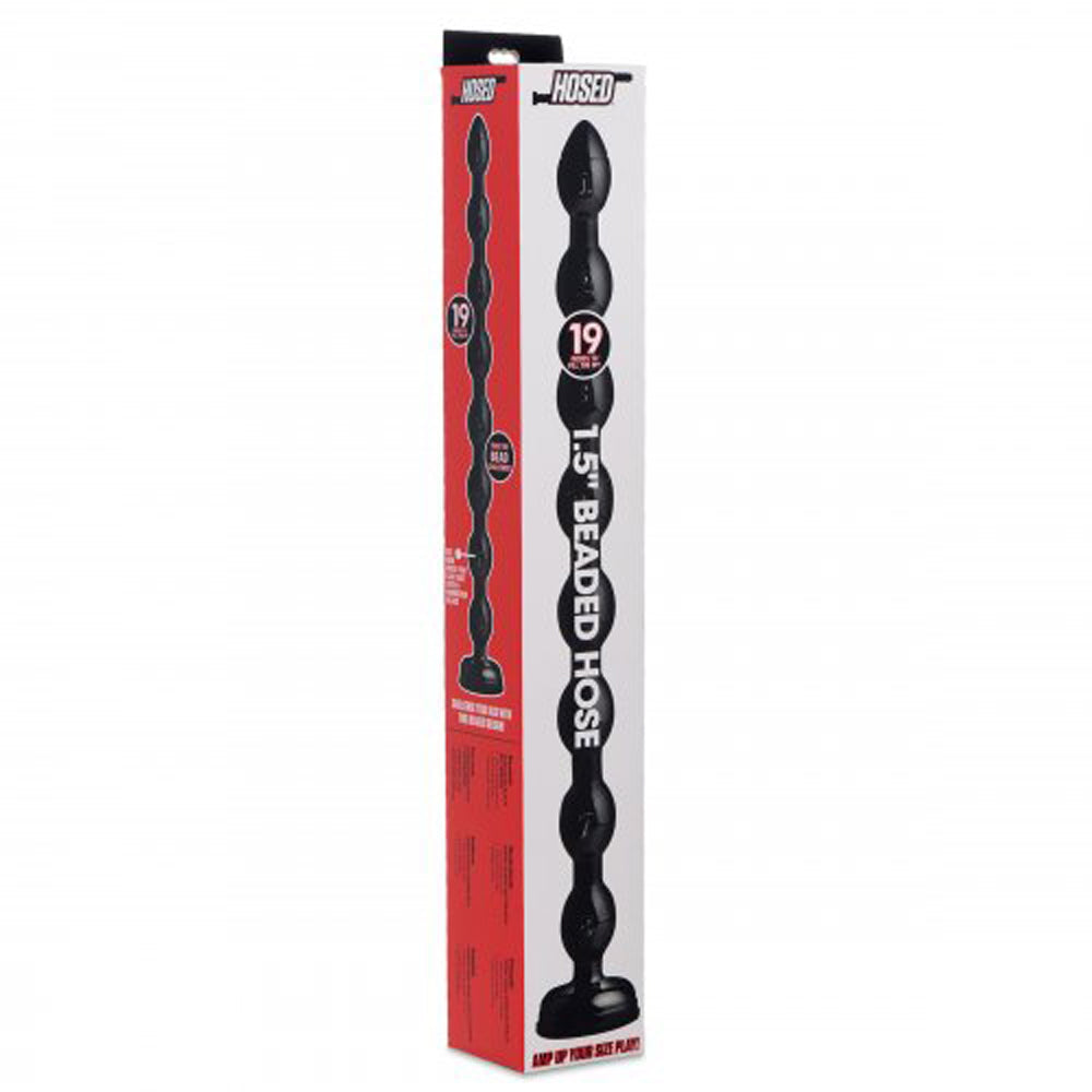 Black PVC beaded anal snake with suction base.
