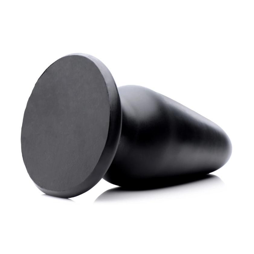 Black PVC tapered anal plug with a wide base.