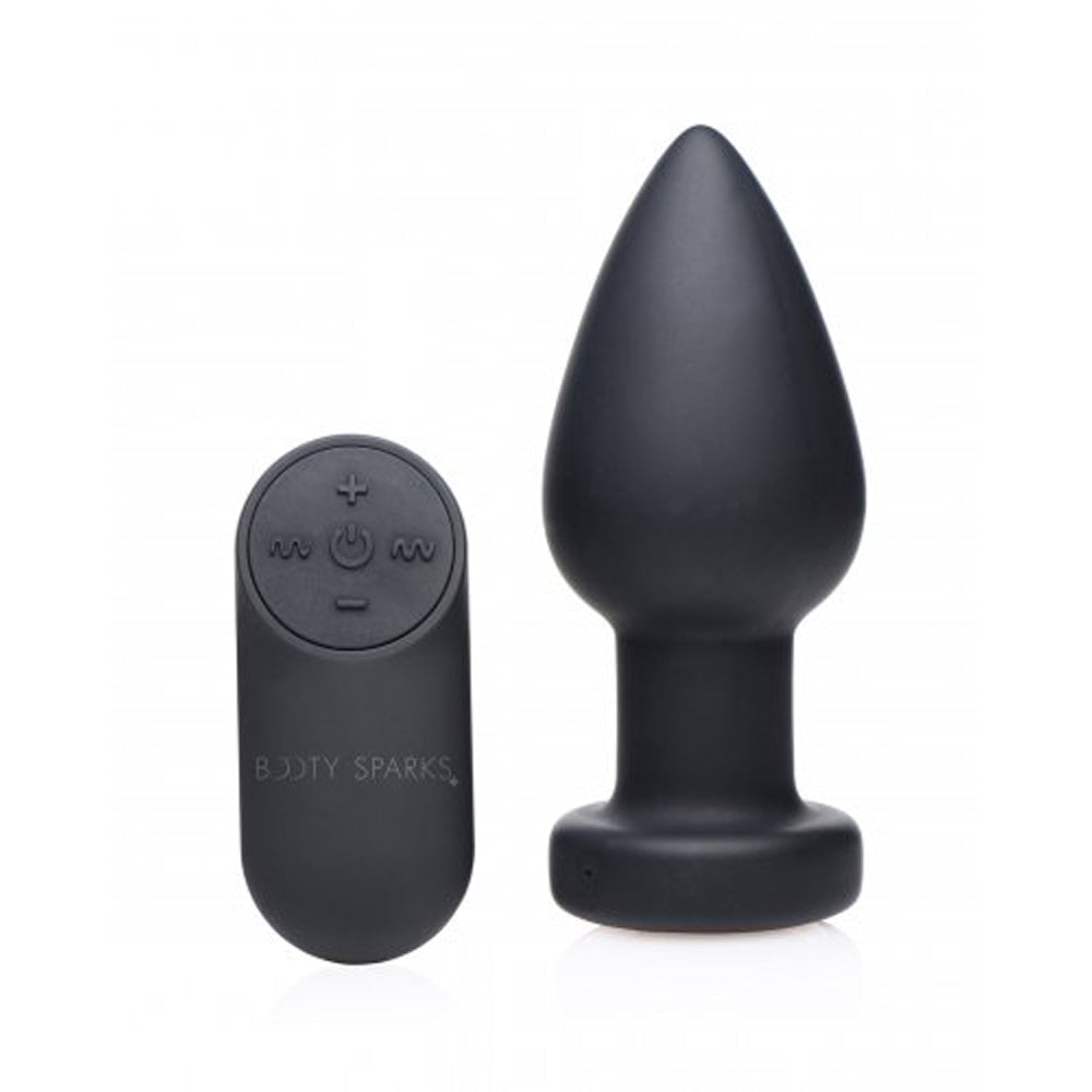 Black silicone anal plug with remote control.