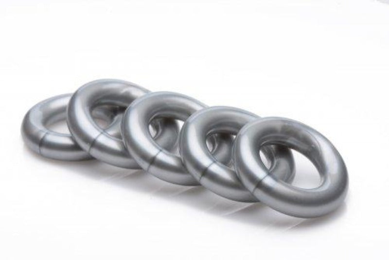 A set of five grey TPR rings arranged in a line.