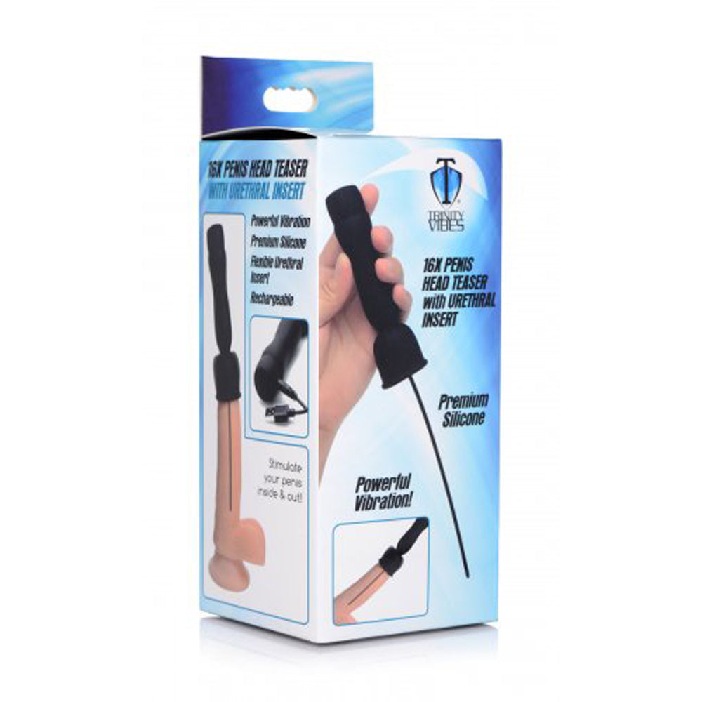 Urethral sound penis head teaser with 16X vibration.
