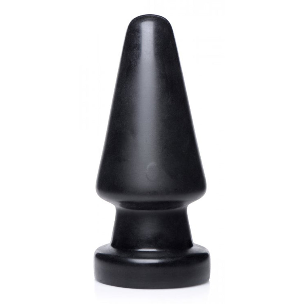 Black PVC anal plug with a tapered tip and wide base.