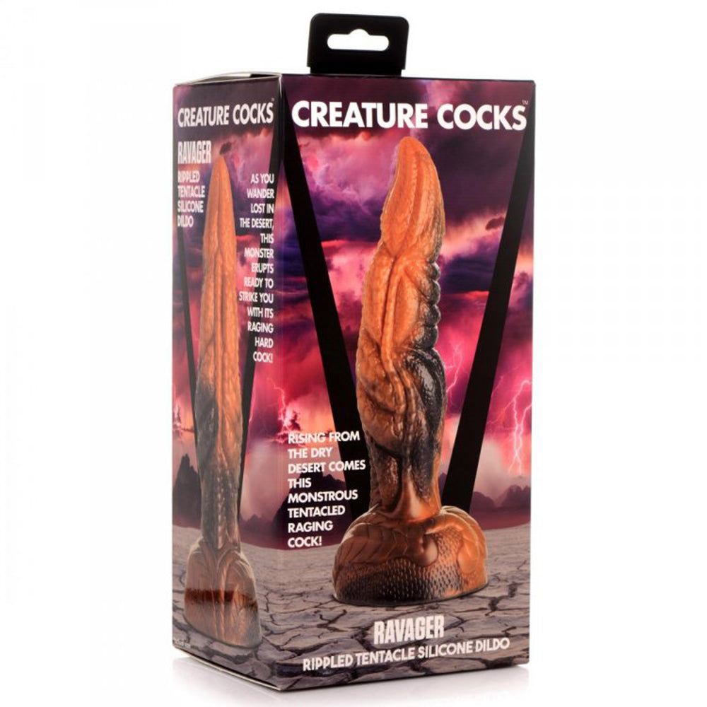Ravager Rippled Tentacle Silicone Fantasy Dildo with a tentacle design.