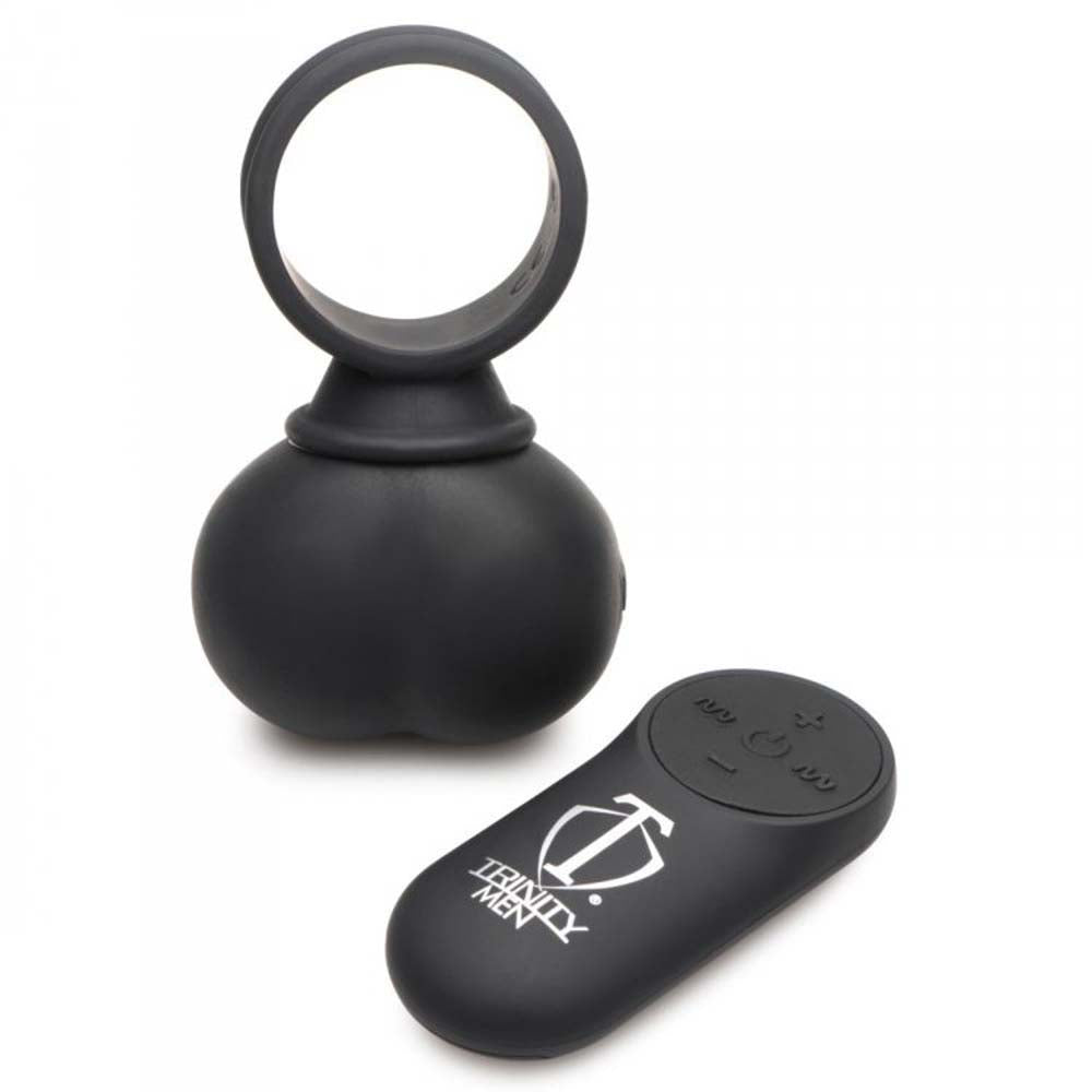 Black silicone vibrating balls with a remote control.