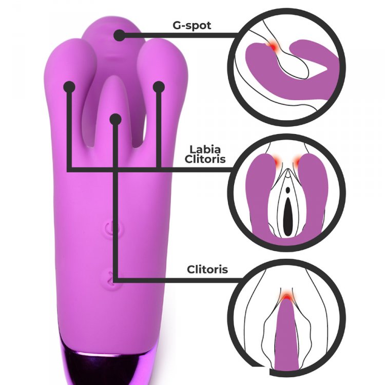 Purple triple rabbit vibrator with G-spot and clitoral stimulation zones.