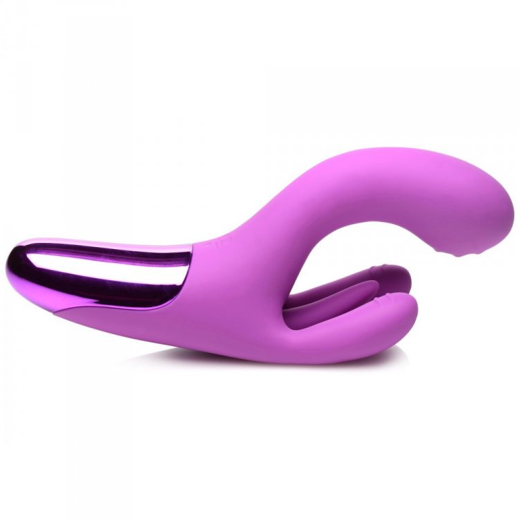 Purple triple rabbit vibrator with a metallic tip.