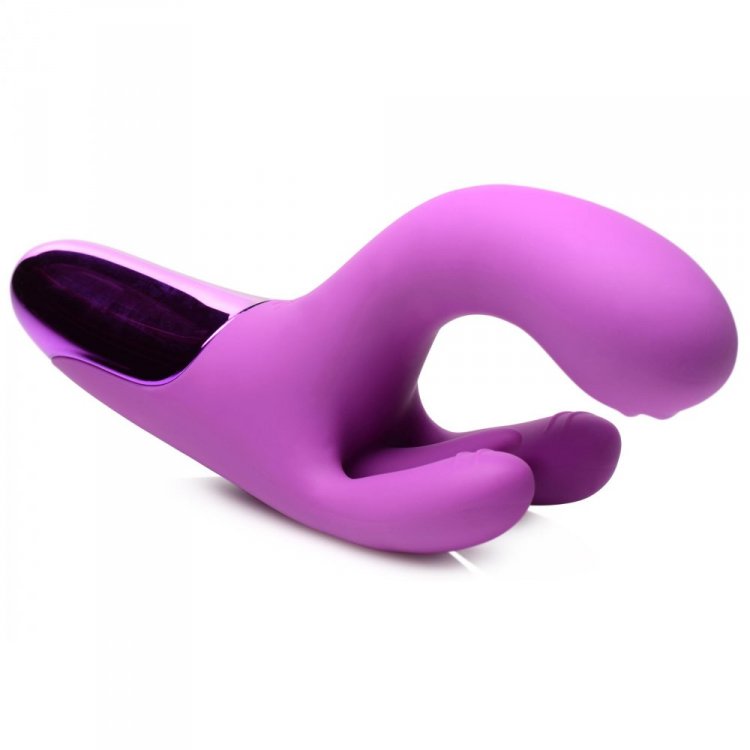 A purple triple rabbit vibrator with a metallic accent.