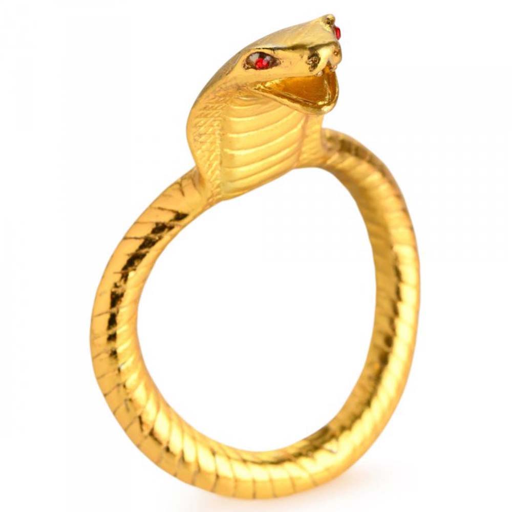 Gold cobra ring with red eyes.