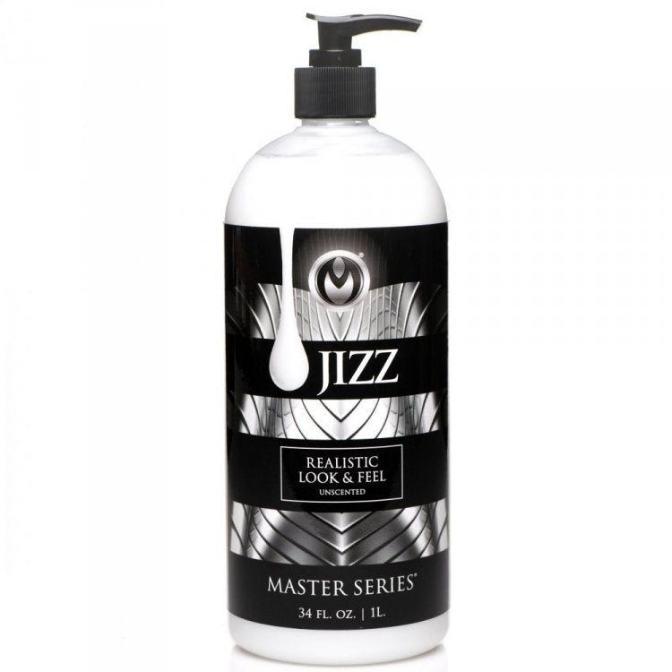 A 34oz bottle of Jizz Unscented water-based body glide lube.