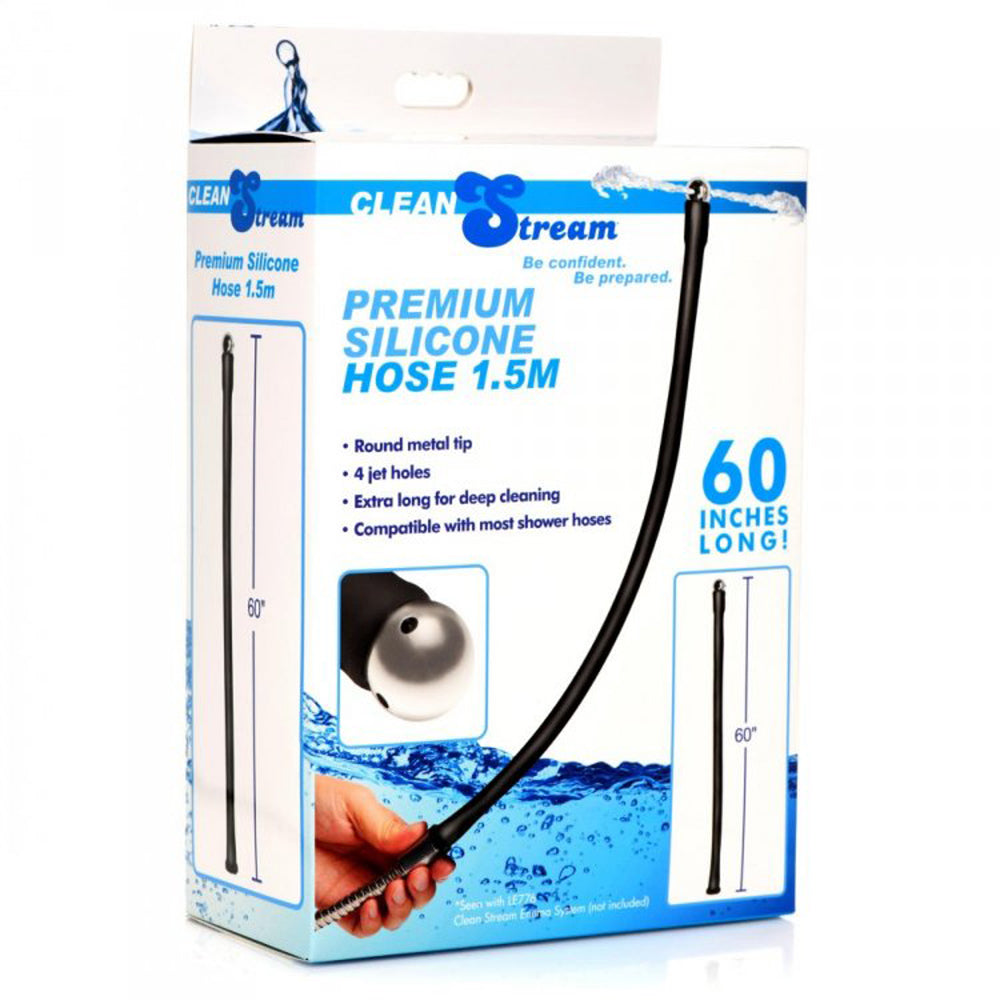 CleanStream 1.5m premium silicone enema hose with round metal tip.