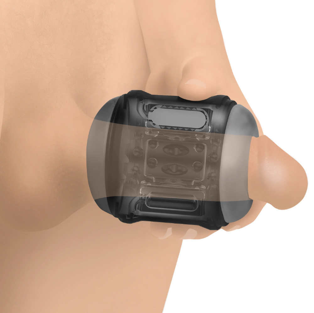 Cyber Stroke vibrating stroker with open-ended design.