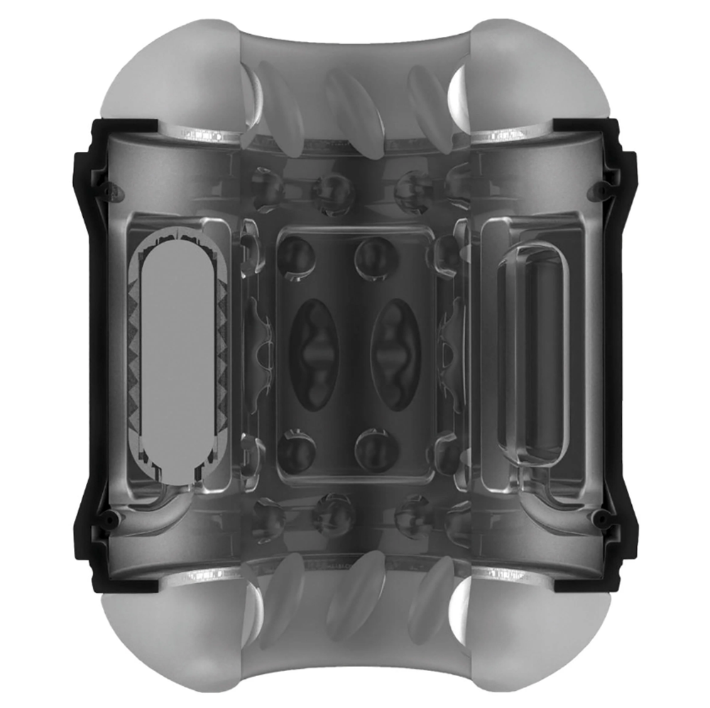 Cyber Stroke vibrating stroker with open-ended design and textured interior.