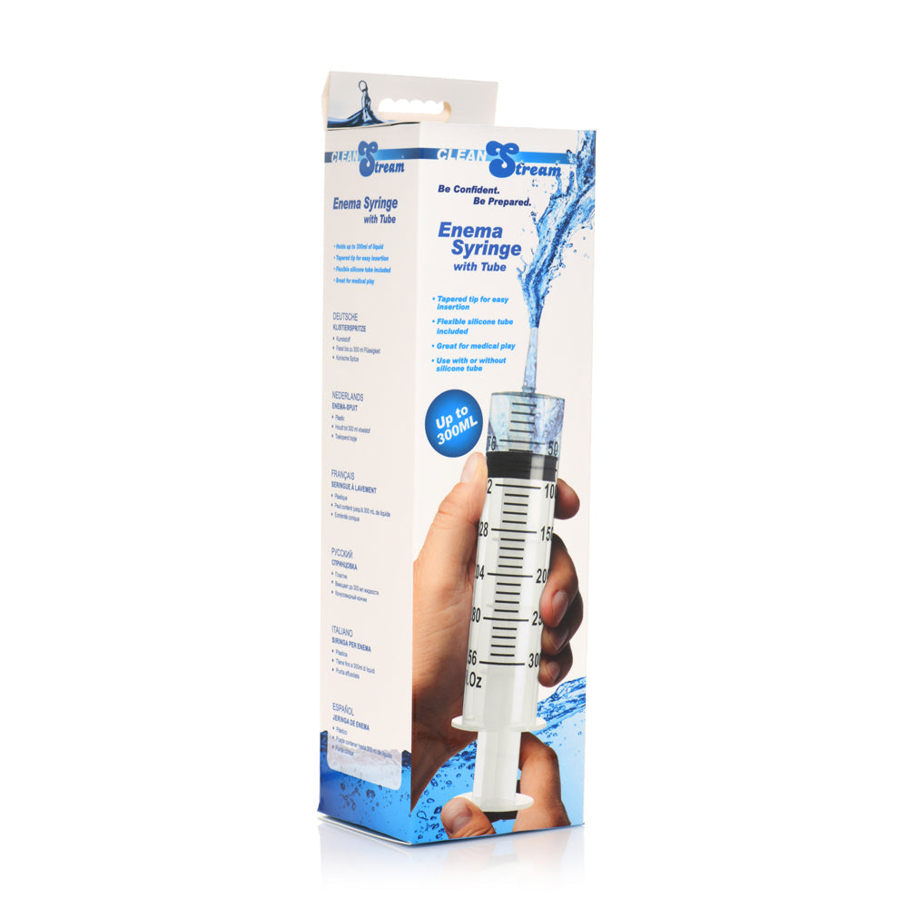 CleanStream 300ml enema syringe with silicone tube.