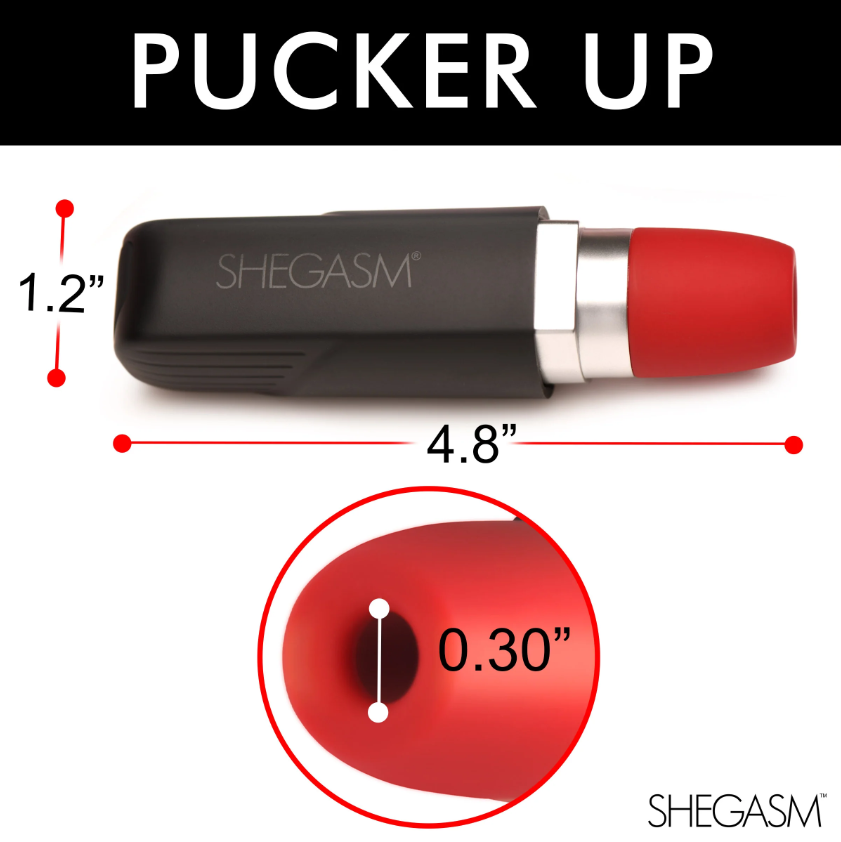 A red lipstick-shaped clitoral vibrator measuring 4.8 inches long with a 1.2-inch diameter.