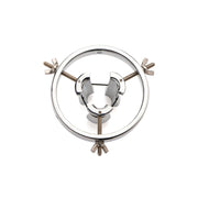Stainless steel expanding anal plug with three adjustable screws.