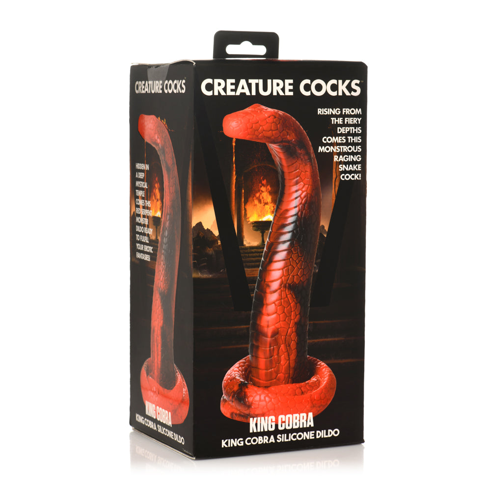 King Cobra silicone dildo in packaging with snake imagery.