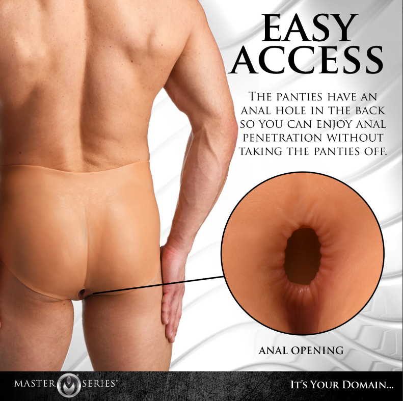 Realistic silicone panties with a vulva and anal opening.