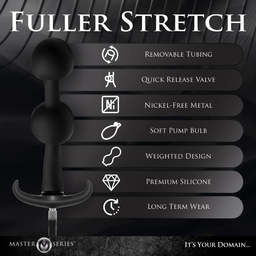 Master Series weighted inflatable silicone anal beads with pump.