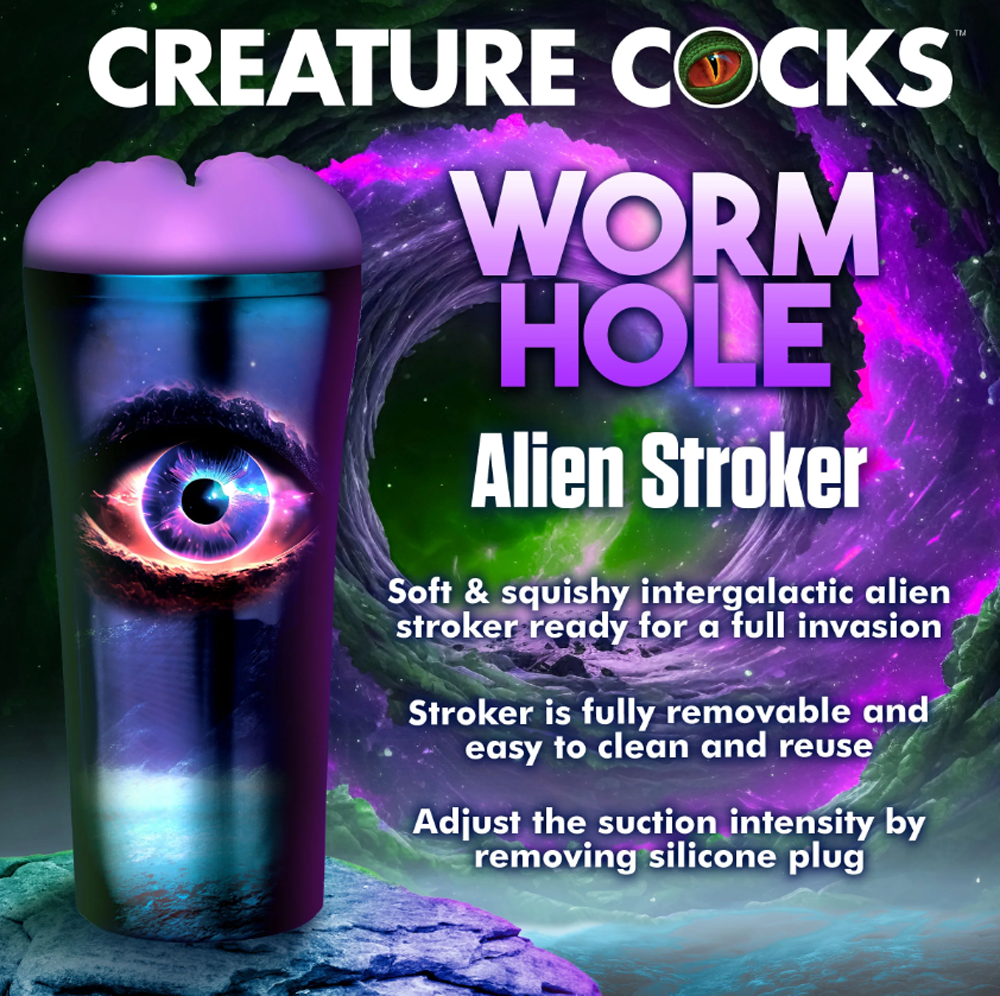 Wormhole Alien Fantasy Stroker with an eye design and purple foam top.