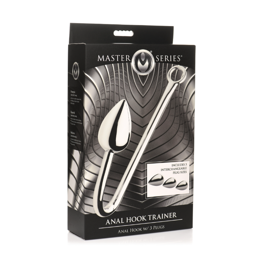 Anal hook trainer set with 3 metal plugs.