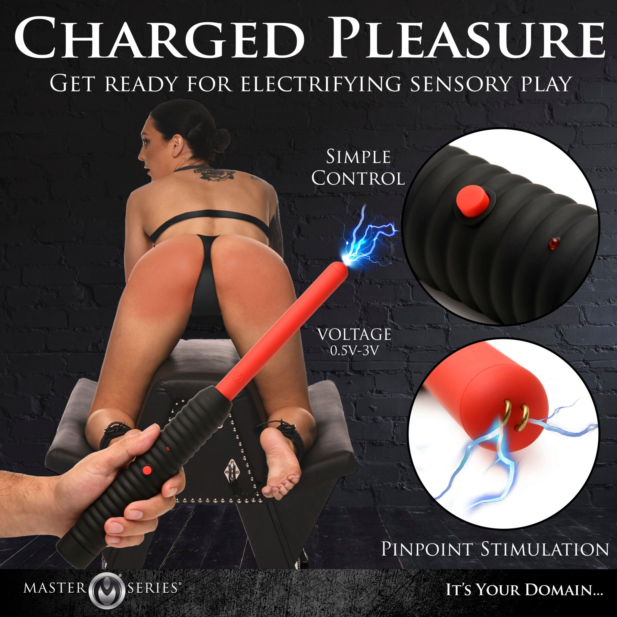 Master Series Spark Rod electric zapping wand with ribbed grip and red tip.