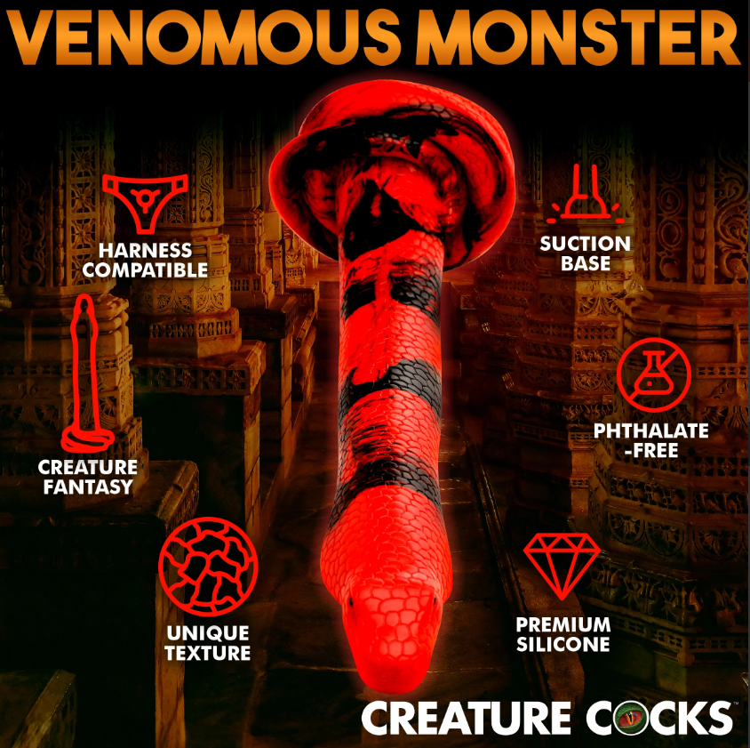 King Cobra 18" silicone fantasy anal dildo with suction cup.