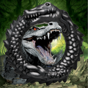 Black caiman-shaped silicone cock ring with textured scales.