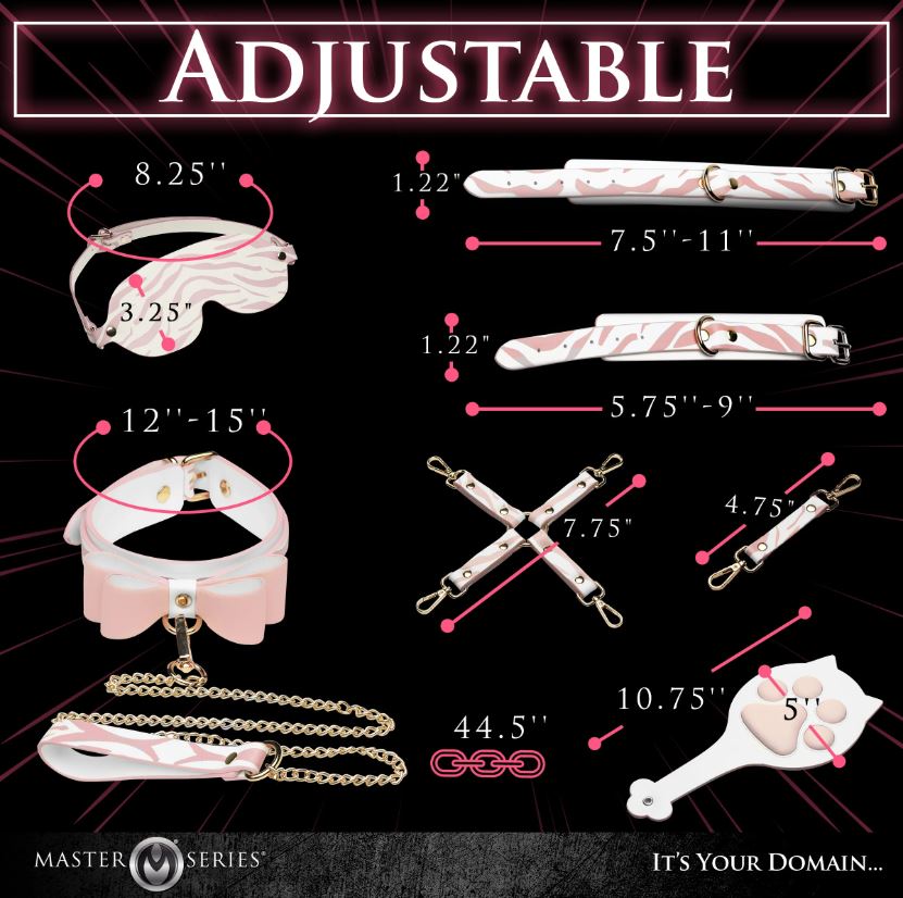 Tiger Kitty vegan leather bondage set with hogtie and paddle.