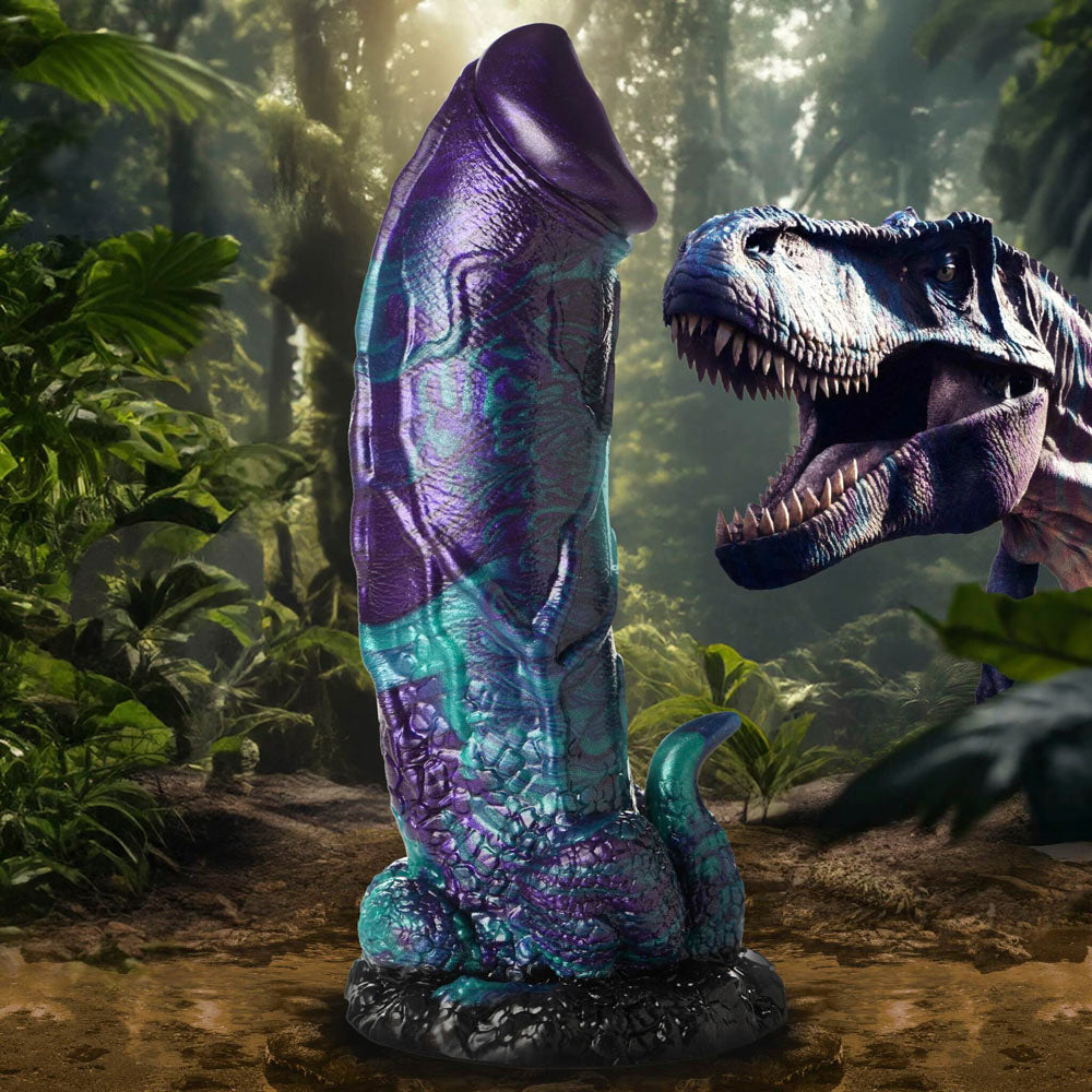 XL Dinosaur Silicone Fantasy Dildo with suction base.